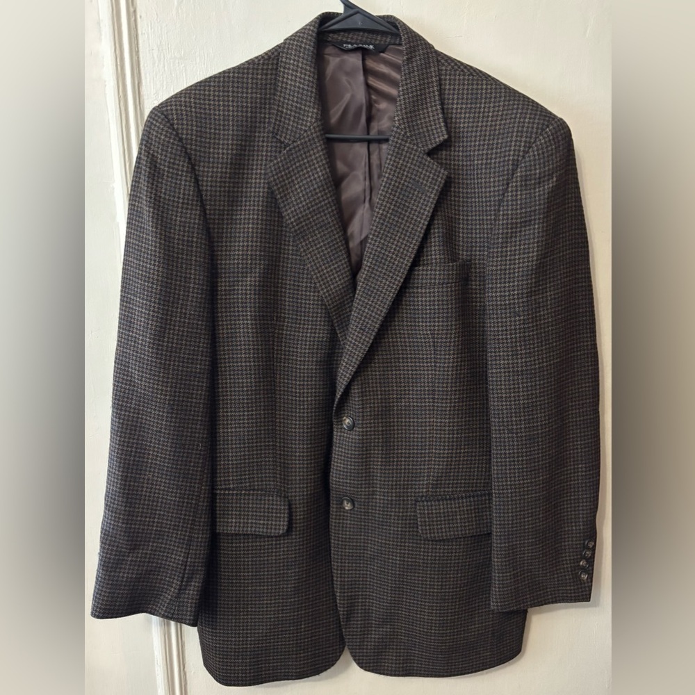 100% wool herringbone Jos. A. Bank Dark Brown Checkered Blazer sport coat 41R